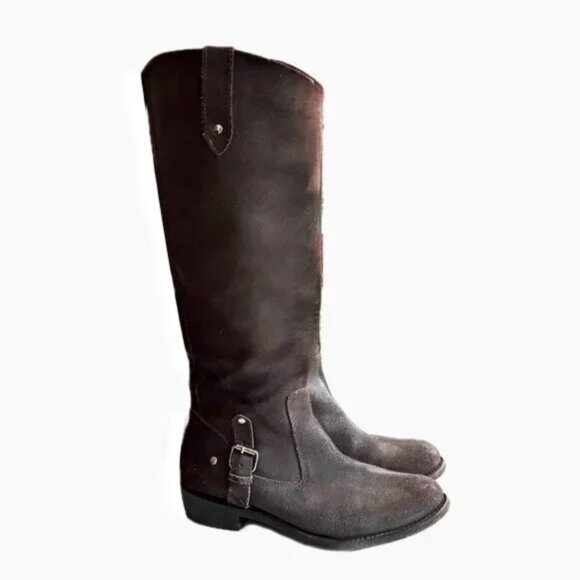 Dolce Vita Kilian Knee High Boots Distressed Leather Low Heel Zipper Womens 8 - Picture 1 of 15